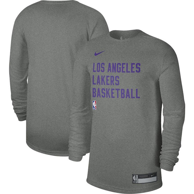 Men's Los Angeles Lakers Heather Gray 2023/24 Legend On-Court Practice Long Sleeve T-Shirt